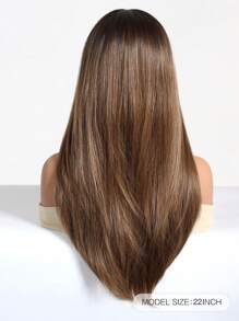 Elegant 22-Inch Mid-Section Brown Long Straight Synthetic Heat-Resistant Fiber Wig Women's Wig Perfect For Holiday Party Everyday Wear - Brown - View 6