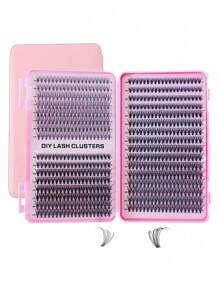 640/590/800 pièces Kit d'extensions de cils, colle double tête et scellant, pinces confortables, set de cils D Curl 8-16mm - sans parfum, kit de cils pour fêtes et maquillage de Noël