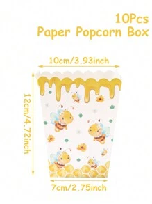 10pcs Bee Shaped Food Containers, Fries Boxes, Popcorn Cups, Popcorn Buckets, Snack Boxes, Suitable For Birthday Party Decorations, Movie Nights, Bee Themed Baby Shower Decorations, Disposable Tableware Decor, Kitchen Food Trays, Cake Stands, Also Applicable For Bakeries, Burger Shops, Etc. - Little Bee - View 4