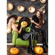 4 Pairs Skull & Stripe Print Thigh High Socks, Halloween Cosplay Festival Over-The-Knee Socks, Women's Socks & Tights - 黑色4雙 - 查看 7