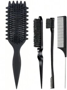 Hair brushes-EU Bộ 4 lược tạo kiểu tóc xoăn - Bao gồm lược tạo kiểu, lược viền tóc, lược tạo độ phồng và lược đuôi nhọn, thích hợp để làm mượt tóc xoăn, chia ngôi và tạo kiểu tóc suôn mượt, dùng được tại nhà và salon. - Nhiều màu - Xem 20