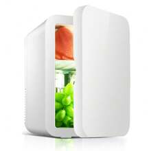 COSANSYS WHITE 8L Mini Fridge Table Top Electric Cooler Bedroom Ice Box Office Car Portable Mini Fridge, Portable Small Fridge 8 Liter, Compact Fridge For Skincare, Beauty Fridge For Bedroom, Dorm - 白色 - 查看 2