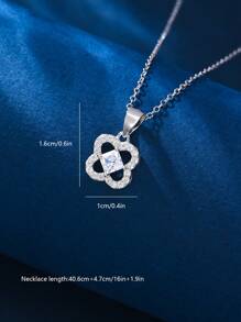 1 件 925 纯银锆石三叶草花吊坠项链，精致闪亮吊坠锁骨链，奢华精品礼物，适合女性日常佩戴 - 銀色 - 查看 3