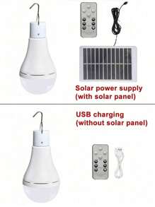 Lámpara solar para gallinero con temporizador, bombillas solares recargables para uso doméstico interior, lámparas solares para camping al aire libre, luces solares LED para cobertizo por la noche, cortes de energía de emergencia, exterior, 1 pieza - Blanco - Ver 4