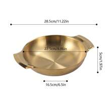 1 件不锈钢海鲜锅双柄不锈钢平底锅厨房火锅耐磨煎锅炊具厨房家用烹饪锅不锈钢炊具西班牙海鲜饭锅 - 彩色 - 查看 8
