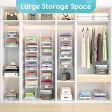 6 Tiers Hanging Closet Shelves Organizer With Name Plate S Hooks, Wall Mount&Cabinet Wire Storage Basket Bins, For Clothing Sweaters Shoes Handbags Clutches Accessories - White - View 6