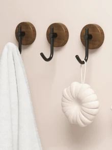 4 件胡桃木门上安装挂钩（带粘性）、无需钻孔的单壁挂衣钩、门上收纳架、衣钩、墙壁衣架、墙壁粘性挂钩、墙壁收纳架、衣架套装、相框墙、浴室搁架、衣架挂钩、墙上图片、白色挂钩、黑色、粘性墙钩、钱包挂钩墙、壁挂、相框挂钩