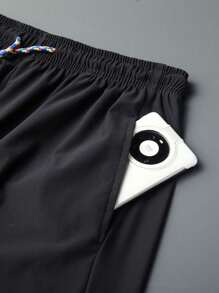 Men's Summer Casual Jogger Pants - Elastic Waist Drawstring Trousers For Daily Wear - Black - View 9