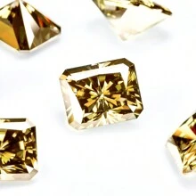 Una piedra suelta de moissanita de corte radial color champán D 100% con certificado GRA para bricolaje - Champán - Ver 2