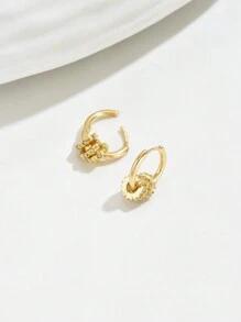 1 对镶有水钻的腰形合金耳环，适合派对和宴会佩戴 - 彩色 - 查看 4