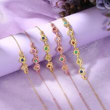 1pc Heart Design Pattern Stainless Steel Bracelet,Christmas Gifts For Girlfriends/Friends/Mothers/Daughters, Personalized Customized Christmas Gifts, With Unique Birthplaces And Rhinestones, Custom Names, Ladies Jewelry Gifts,Mother's Day Gift