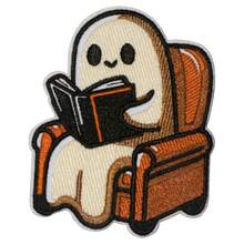1pc Funny Reading Book Iron-On Patch - DIY Embroidered Applique For Clothing, Jeans, Jackets, Backpacks & Hats - White Polyester