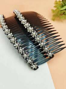 4pcs Women's Colorful Rhinestone Flower Hair Combs, Suitable For Daily Use Elegant Tiaras,Hair Accessories,Wedding,Bride Hair Styling,Side Comb, Head Accessories, Party - Multicolor - View 1