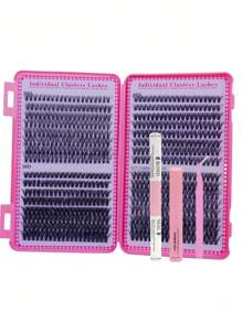 640/590/800 pièces Kit d'extensions de cils, colle double tête et scellant, pinces confortables, set de cils D Curl 8-16mm - sans parfum, kit de cils pour fêtes et maquillage de Noël