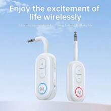 Receptor y transmisor de audio Bluetooth 5.2 2 en 1 con conector AUX de 3.5 mm, adaptador inalámbrico de audio estéreo Hi-Fi compatible con auriculares, computadoras, televisores, altavoces de automóvil y amplificador, también incluye un convertidor de auriculares Bluetooth - Multicolor - Ver 3