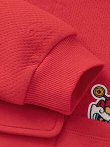 Balabala Áo nỉ trùm đầu cho bé trai mới biết đi, phong cách truyền thống, phù hợp cho mùa xuân/thu - tông màu đỏ - Xem 6