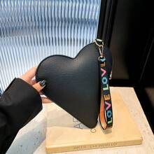 1 件心形手提包、化妆包、零钱包、女士手提包、个性化心形储物袋、小钱包、口红包、便携式迷你储物袋、情人节/节日礼物旅行必需品节日必需品