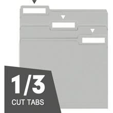 Carpeta de archivo, Paquete de 150 carpetas de archivo tamaño carta con lengüeta cortada 1/3, color gris, excelente para organizar y almacenar archivos fácilmente