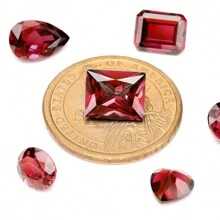 一颗 100% 实验室培育红宝石矩形切割宝石，用于制作饰品高级珠宝制作材料 DIY - 紅色 - 查看 4