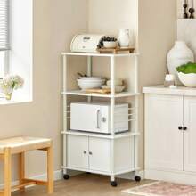 SoBuy FRG12-W, Kitchen Microwave Shelf, Kitchen Storage Cabinet Shelf, Kitchen Serving Trolley, 60x40x115cm - White - View 5