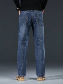 Men's Casual Jeans, Loose Wash Jeans, Fashion Straight Pants, Versatile Retro Youth Pants, Suitable For Daily, Outdoor, Street, Holiday Gifts - Đá lửa - Xem 2