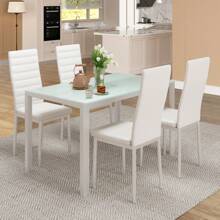 Asofer Juego de mesa moderno con 4 sillas y mesa auxiliar, juego de comedor con silla y mesa, adecuado para decoración de juego de comedor para cocina, sala de estar, comedor.