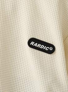 2pcs Young Boy Summer Outfit: Beige Waffle Top + Shorts Set - Apricot - View 4