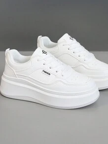 New Spring/Autumn Women's Shoes, Breathable Colorblock Platform Sneakers, Casual Versatile Fashion Shoes - White - View 3