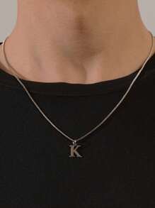 1 pieza Cadena cubana de 45 cm con 26 letras, collar con inicial en inglés, duradero, versátil, de moda, regalo ideal para el Día de San Valentín, Navidad, Día del Padre para familiares y amigos