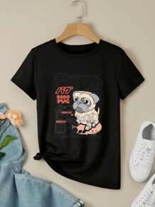 Robo Pug Women's Women T-Women's Shirt Stylish Comfortable Unique - Black - View 3