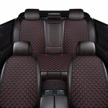 2pcs Universal Leather Car Seat Cushion - Four-Season Comfort, Non-Slip Star-Stitched Design For Front Seat And Backrest - Star Leather - View 5
