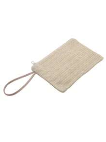 1pc Carteira feminina de tecido com tema urbano - Bolsa de mão de palha feita à mão com design trançado de grama de trigo, cor sólida, fecho de zíper, forro de poliéster, material de tecido, lavável à máquina - ideal para deslocamentos e viagens - Multicolorido - Ver 10