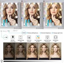 Vanity Dressing Table Set Bedroom Makeup Desk With LED Light Mirror Drawer Stool - White - View 9