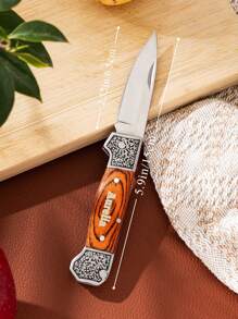 1PC Personalized Pocket Knife For Men, 2.55'' Engraved Retro Folding Knife, Cool EDC Knives, Customized Gifts For Men Dad Boyfriend Son - Redwood - View 4