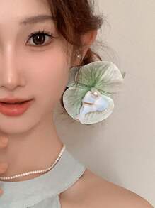 1 Stück mintgrüne Chiffon Blume Haarspange, süß und frisch für den Strandurlaub, Haraccessoires, Haarspangen, Haarklammern, Haarklammern