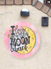 CIF BUY 1pc 8x8inch Aluminum Metal Sign, Can Be Used To Decorate Your Couple Space. Love You To The Moon And Back Wreath Sign, Valentine's Day Wreath Sign, Metal Wreath Sign, Round Wreath Sign - Multicolor - View 3