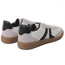 Women's Red Black Leopard Beige Gold Retro German Trainers – Lace-Up Low-Top Casual Sneakers [Size Up Half Size] - 黑色 - 查看 5