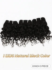 3 Stücke natürliche Farbe Remy Haarverlängerungen aus Echthaar, lockig, 8-10 Zoll für Frauen - SNatural - Übersicht 3
