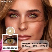 FUNSACHY 灰色彩色隐形眼镜 自然外观 蓝色眼镜片 棕色隐形眼镜 灰色隐形眼镜 绿色眼镜片 万圣节服装角色扮演 - 年拋 - 查看 10