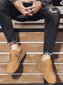 Zapatillas deportivas tenis de moda y casuales para hombre , Zapatos Casuales de Suela Gruesa Para Hombre , Zapatos de skate con suela gruesa para hombre ,  cómodos zapatos deportivos casuales para exteriores, para parejas ,Zapatos deportivos para hombres - Amarillo - Ver 4