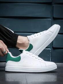 男士休闲运动滑板鞋,防滑学生滑板运动鞋,百搭白色鞋子,四季皆宜 - 白色 - 查看 4