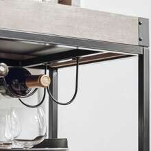 SoBuy FKW56-HG, Modern Design 3 Tiers Kitchen Trolley Serving Trolley With Wine Rack Metal & MDF - Grey - View 10