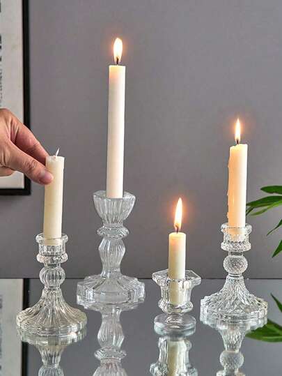 3/2 szt./1 szt. szklanych świeczników, stojące europejskie retro tłoczone kryształowe świeczniki, dekoracja stołu w salonie na walentynki, aromaterapeutyczna podstawa świecy, romantyczna dekoracja - świeczniki i świeczniki do domu, salonu, sypialni, hotelu/restauracji/przestrzeni komercyjnej - idealne na wesela, walentynki i Nowy Rok