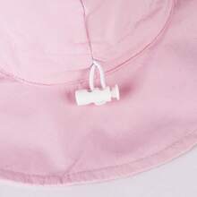 Sombrero de sol con decoración de lazo ajustable, adecuado para niños pequeños, niños, bebés y niñas - Gorro de lavabo ala grande con lazo en color liso - Ver 5