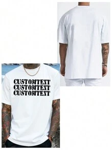 Camiseta personalizada para hombre, sube tu texto/mensaje/cita graciosa/bendición, camiseta blanca, regalo para fiestas, regalo de aniversario, uniforme de trabajo en equipo corporativo, atuendo para festival de música, regalo para él, camiseta de cuello redondo de corte holgado para hombre de manga corta, ropa para fiestas, camiseta blanca para hombre, ropa de primavera y verano