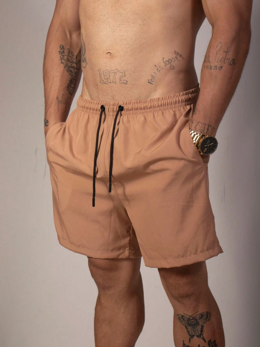 Short de Praia Masculino Com Cordão e Bolsos