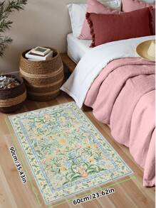 1 tấm thảm phong cách Bohemian hiện đại họa tiết hoa vườn Paris, thích hợp cho phòng khách, chống trượt, màu đỏ gỉ sét, in họa tiết trang trại cổ điển, thích hợp cho phòng ngủ, phòng ăn, ký túc xá, văn phòng, trang trí nhà cửa. - Màu xanh nhạt - Xem 5