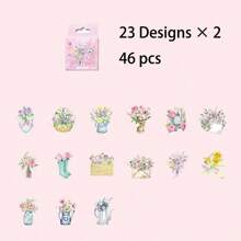 Pegatinas de moda casual y sencilla con un lenguaje floral suave para uso diario