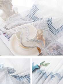 1 Peça Cortina Transparente Simples e Elegante com Bordado em W
