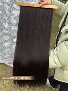 28英寸酒红色直长款合成假发马尾接发，适合女性 - Dark Brown - 查看 8